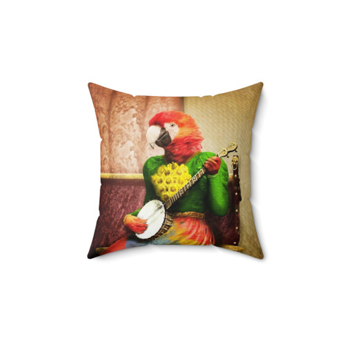 Banjo Bird Plush Pillow - Decorative Feathered Musician Cushion
