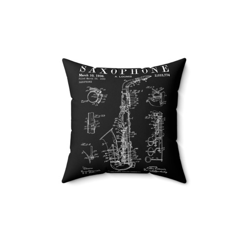 Vintage Saxophone Patent Print Pillow