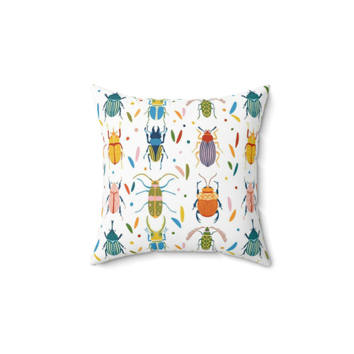 Colorful beetles decorative throw pillow