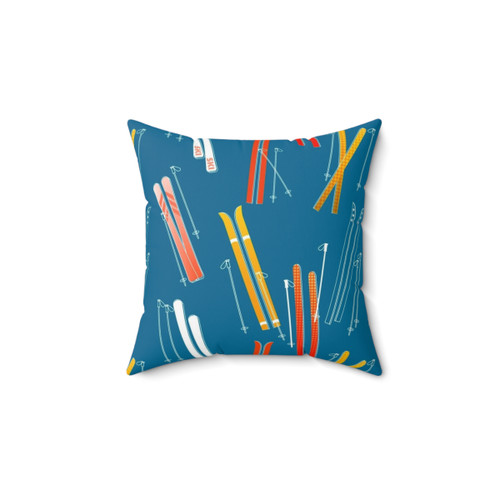 Colorful ski pattern pillow for winter home decor