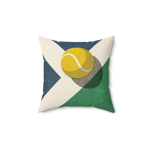 Retro Tennis Ball Pillow with Hard Court Graphic Design