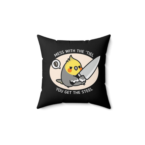 Cockatiel Pillow with Funny Bird Meme Design