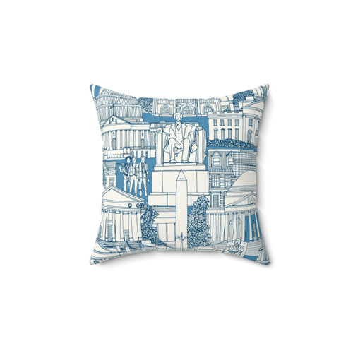Washington DC Toile Blue Pillow