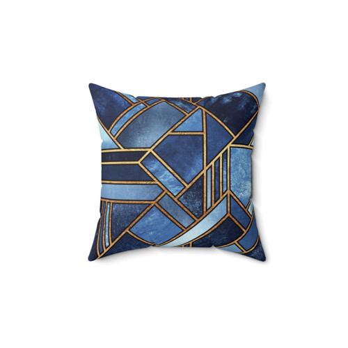 Geometric Blue and Gold Pillow