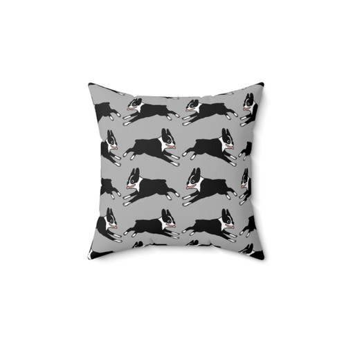 Jumping Boston Terrier Cartoon Dog Pillow