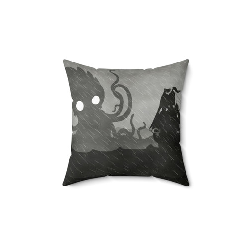 Rainy Ship and Kraken Decorative Pillow