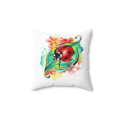 Cute Ladybug on Leaf Decorative Pillow
