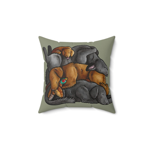 Flat-Coated Retriever Pillow - Sleeping Dogs Design