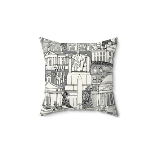 Washington DC Toile Gray Pillow
