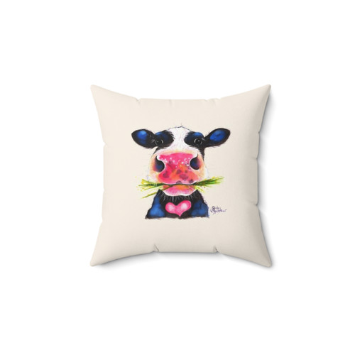 Nosey Cow Print Pillow by Shirley MacArthur
