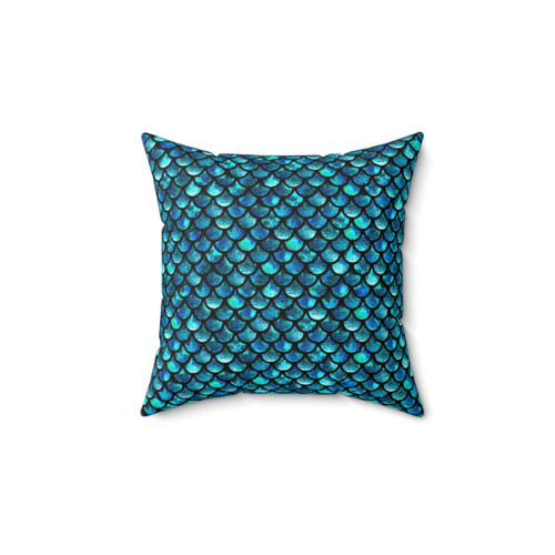 Mermaid Scales Turquoise Blue Pillow