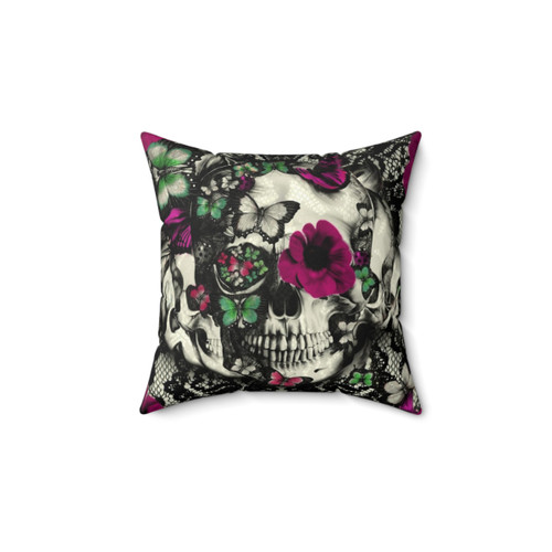 Elegant Gothic Lace Skull Pillow