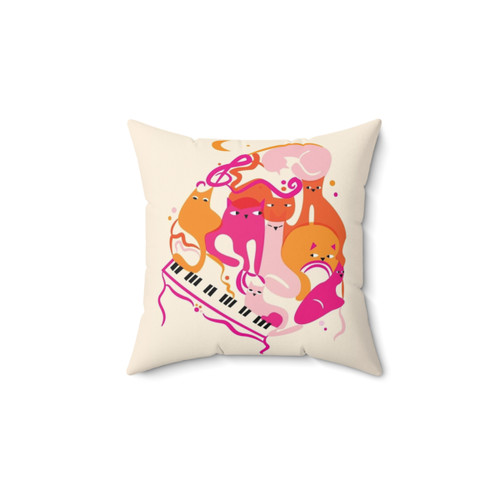 Jazzy Cat Themed Throw Pillow