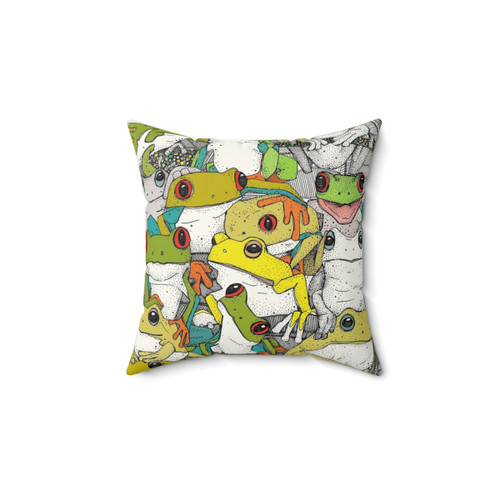 Vibrant Tree Frog Pattern Throw Pillow