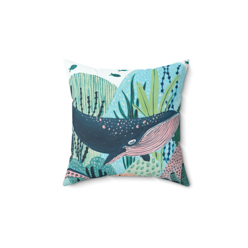 Blue Whale Pillow - Underwater Marine Accent Cushion