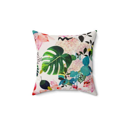 Monstera leaf pattern decorative pillow by Soleil