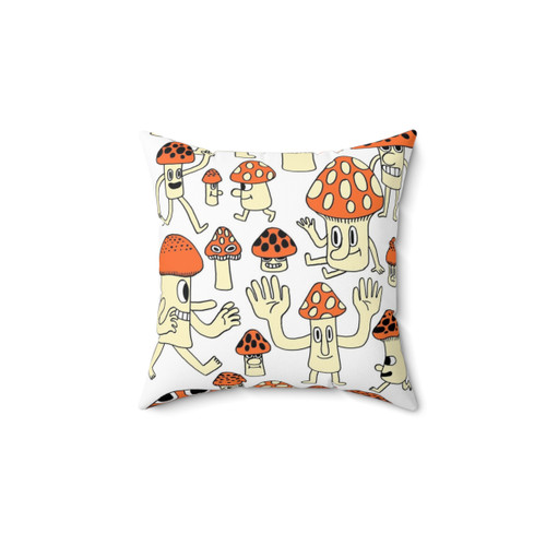 Colorful Mushroom Throw Pillow with Bold Patterns