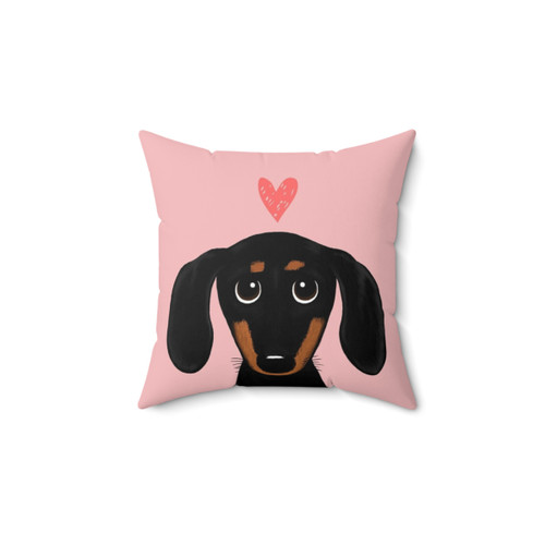 Cute cartoon dachshund dog pillow with heart design