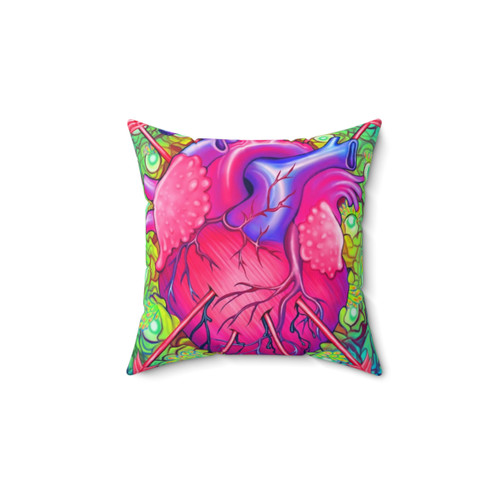 Anatomical Fragile Pillow featuring a colorful, creepy design
