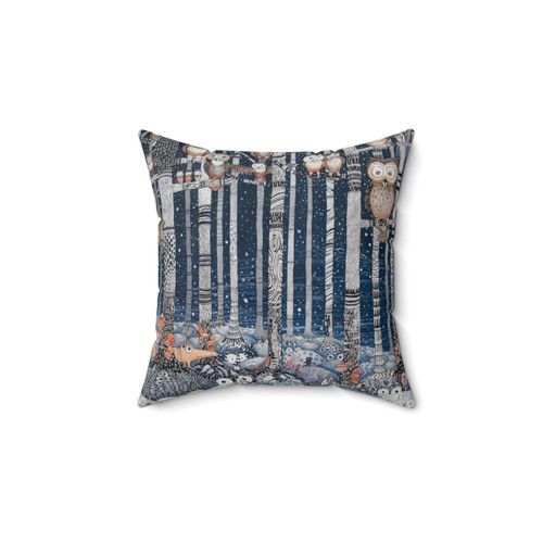 Enchanting forest owl decorative pillow