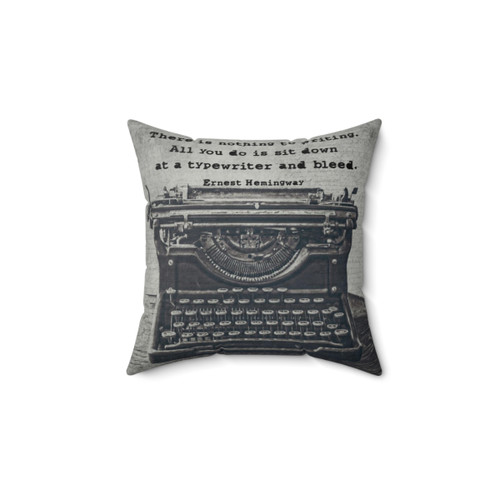 Vintage Typewriter Pillow with Hemingway Writing Quote