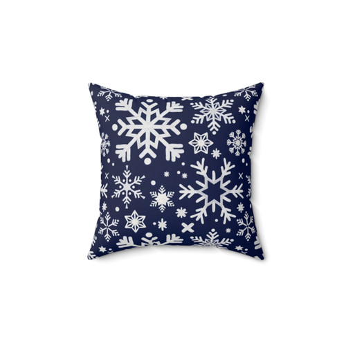 Snowflake Patterned Navy Pillow