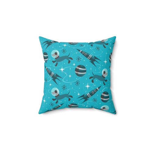 Futuristic dog-themed decorative throw pillow