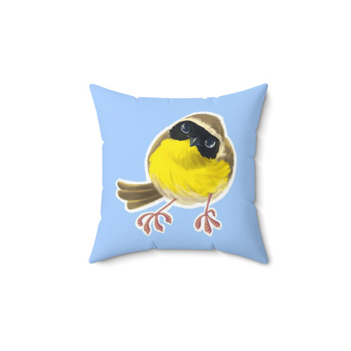 Cartoon Common Yellowthroat Bird Pillow