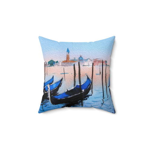 Venice Inspired Throw Pillow with Gondola Design