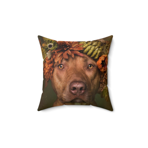Flower Crown Pitbull Pillow