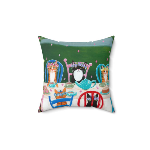 Springtime Cats Tea Party Decorative Throw Pillow