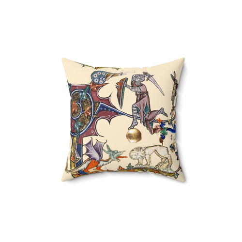 Medieval Knight Fighting Snail, Dragon and Lion Pillow