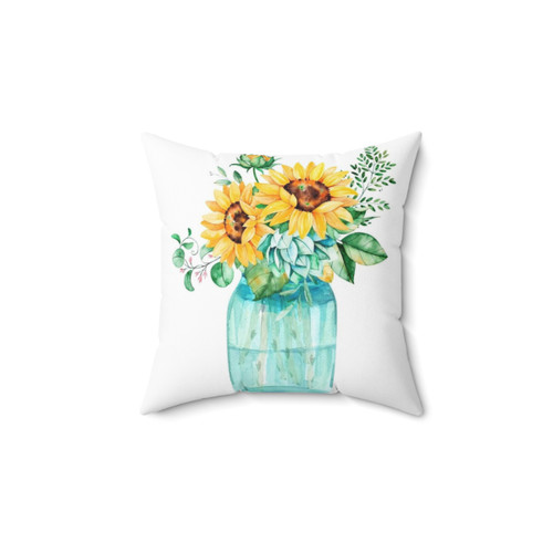 Sunflower Watercolor Bouquet Pillow