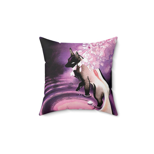 Sakura Blossom Fox Decorative Pillow