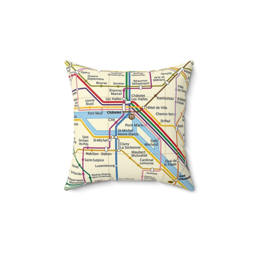 Paris Metro Map Pillow - Colorful & Unique Home Decor