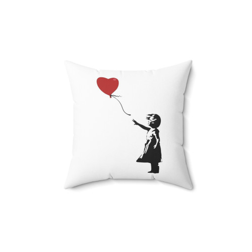 Banksy Graffiti Pillow featuring Girl with Balloon Design