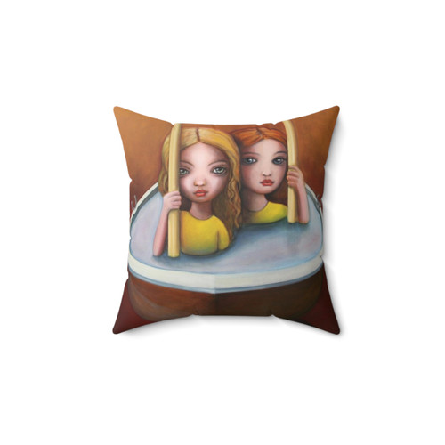 Quirky boat and water themed decorative pillow