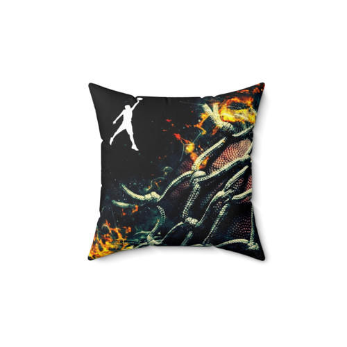 Ignite The Game Pillow - Fiery Basketball Decor