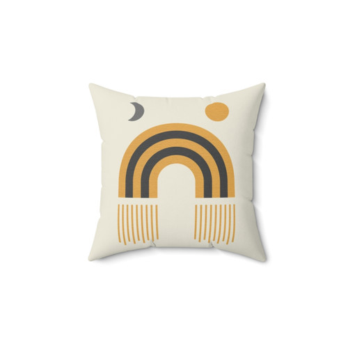 Mid-Century Modern Moon & Sun Throw Pillow