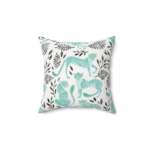 Cheetah Print Decorative Throw Pillow in Mint and Black