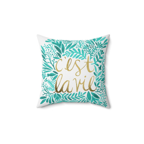 Turquoise and Gold Decorative Throw Pillow