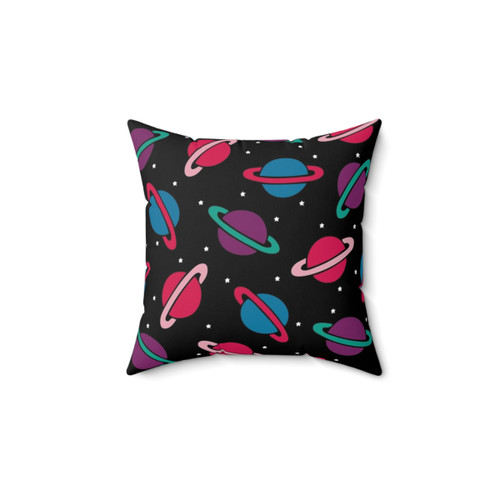 Neon Space Planets Pattern Pillow