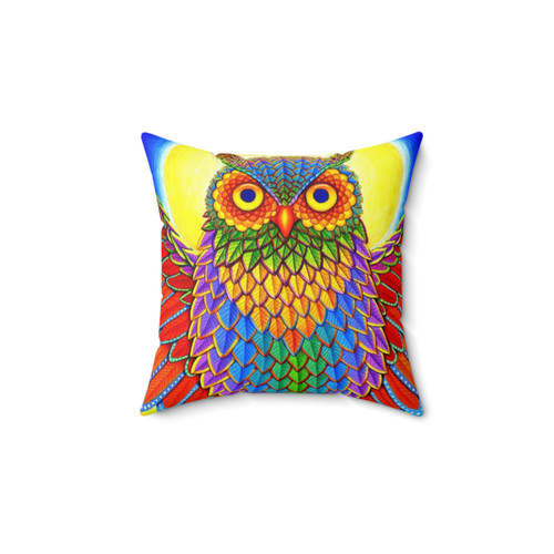 Colorful Psychedelic Owl Throw Pillow