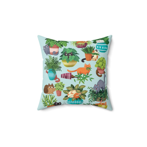 Cats and Plants Decorative Pillow