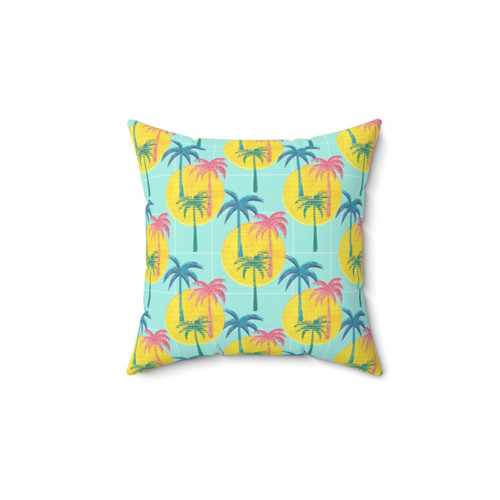 Retro Palms Throw Pillow with Tropical Palm Tree Pattern