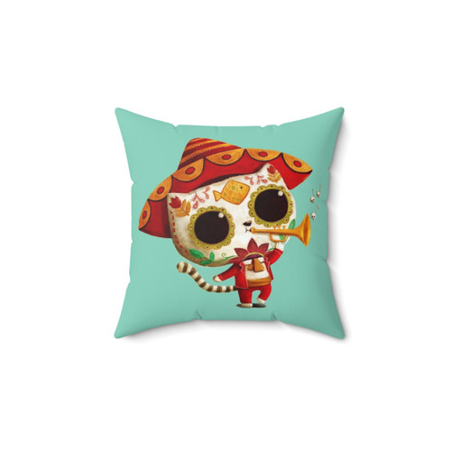 Day of the Dead Cat Mariachi Pillow