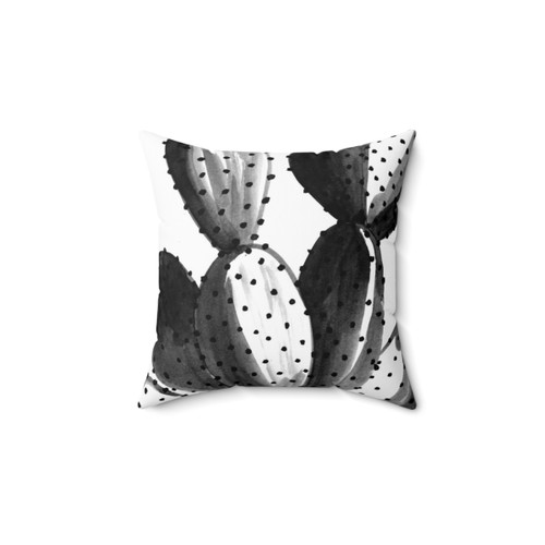 Minimal Black and White Cactus Decorative Pillow