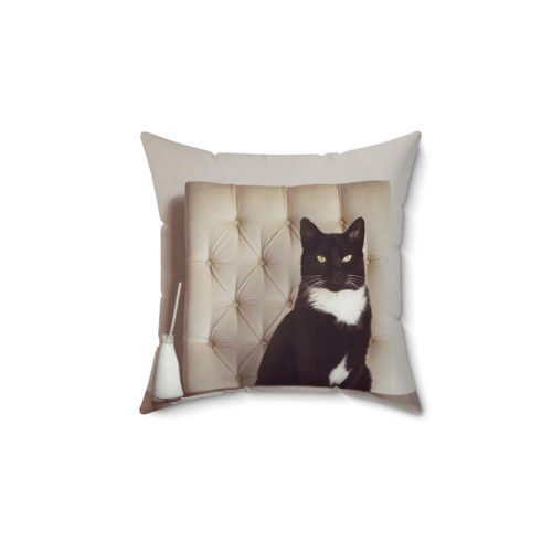 Corporate Cat Pillow - Decorative Black Cat Throw Pillow