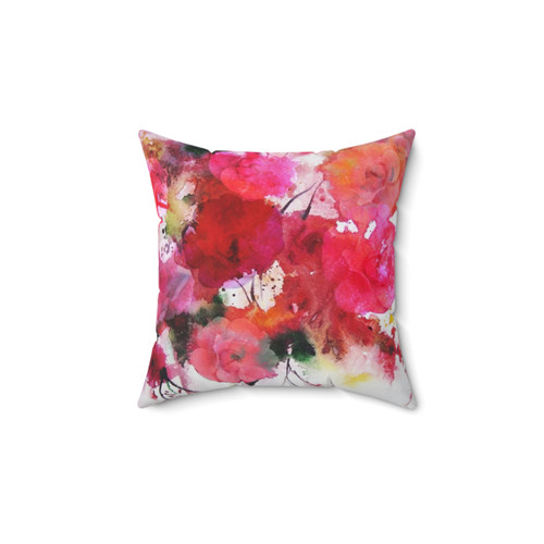 Romantic pink roses watercolor pattern pillow