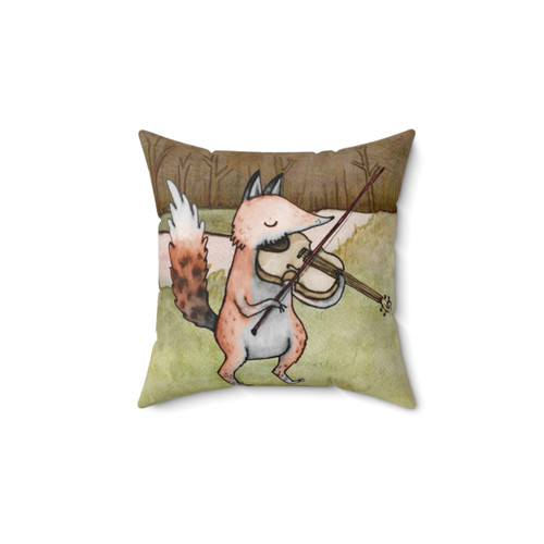 Adorable Violin Fox Decorative Pillow
